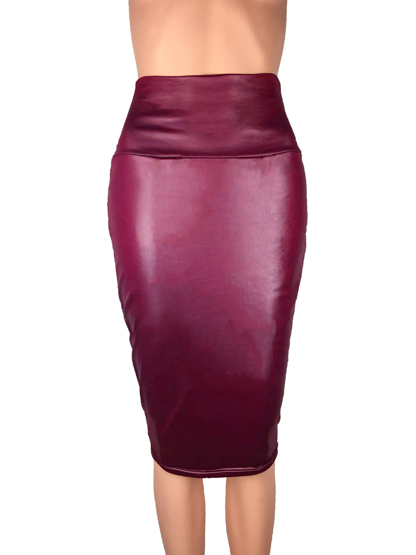 ecowalson Women's Shiny Liquid Wet Look Flared Bodycon Pencil Skirts Sexy Short PU Skirts