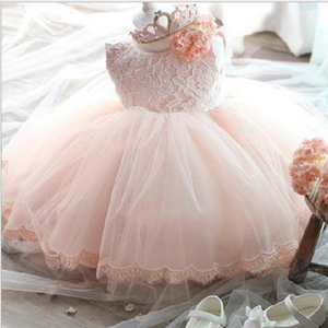 ##2016 Kid Lace Princess Tutu Dresses##High Quality Baby Girl Dress bowknot Christening 1 year Birthday Dress For Baby Girl