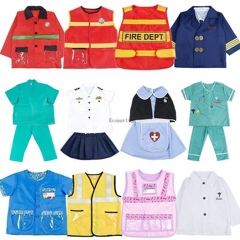 Drop ship Kids Community Helper Dress Up Set Doctor Nurse Chef firefighters Pilot Role Play Career Costumes for Kids Dress up