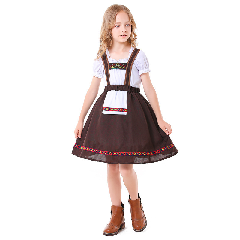 Maid Cosplay Costume for Girls German Dirndl Dress Bavarian Oktoberfest Beer Girl Costume Cosplay Child Kids Halloween Dress