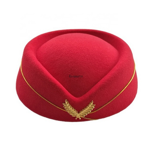 drop ship Hot Sale Airline Stewardess Cap Hats Fedora Uniform Pilot Hostess Service Cap