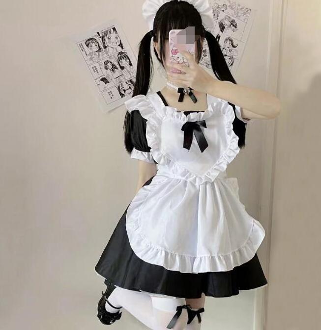 ecowalson Japanese Kawaii Anime Cosplay Maid Costumes Lolita Dress Halloween Costumes for Women Cute Cat Girls Party Princess