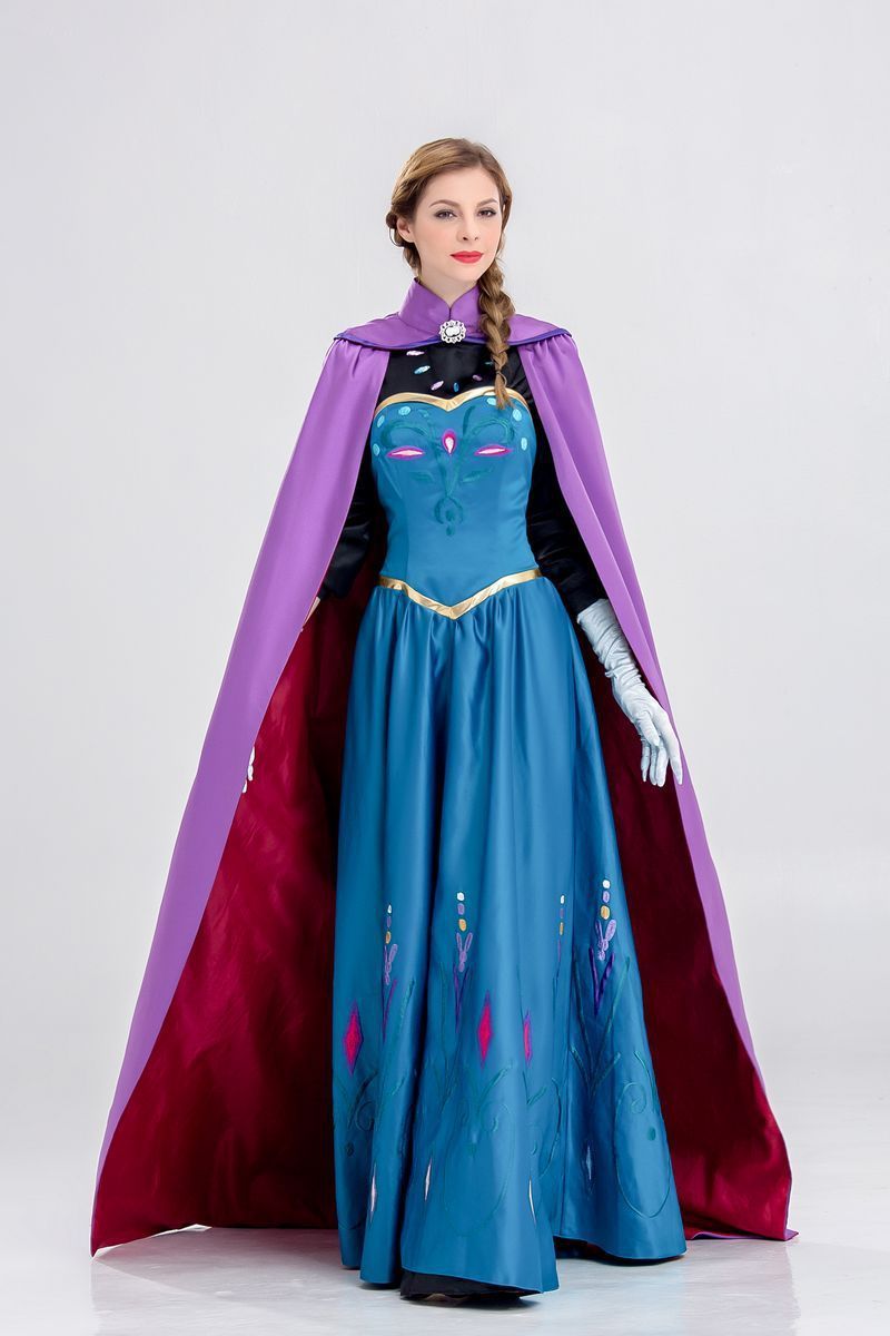 ecowalson Anna Princess Cosplay Costume Adult Snow Grow Elsa Clothing Fairy Tale Party Dress Anime Costume for Halloween Women