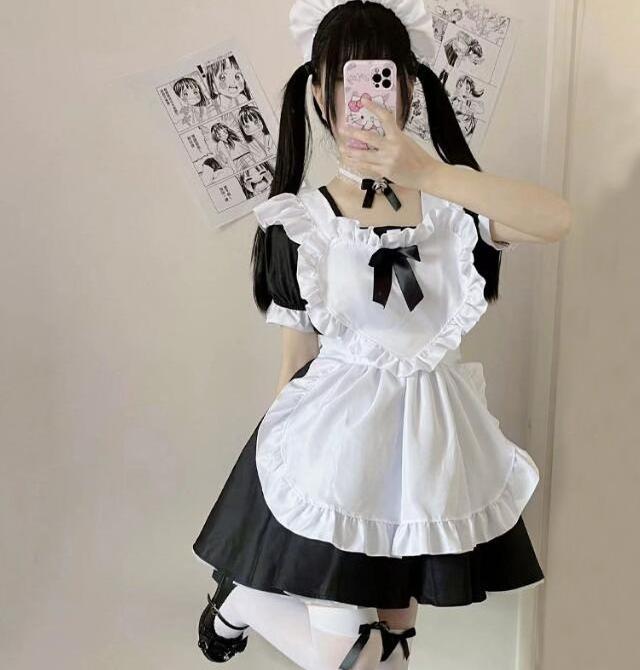 ecowalson Japanese Kawaii Anime Cosplay Maid Costumes Lolita Dress Halloween Costumes for Women Cute Cat Girls Party Princess