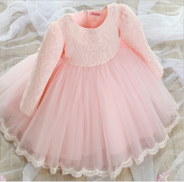 ##2016 Kid Lace Princess Tutu Dresses##High Quality Baby Girl Dress bowknot Christening 1 year Birthday Dress For Baby Girl