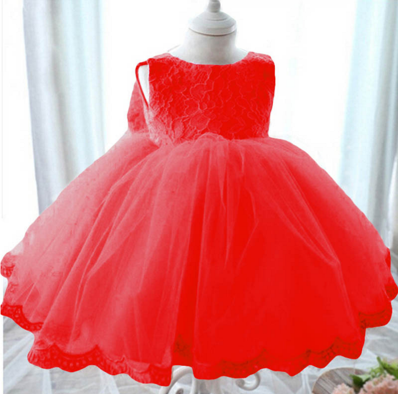 ##2016 Kid Lace Princess Tutu Dresses##High Quality Baby Girl Dress bowknot Christening 1 year Birthday Dress For Baby Girl