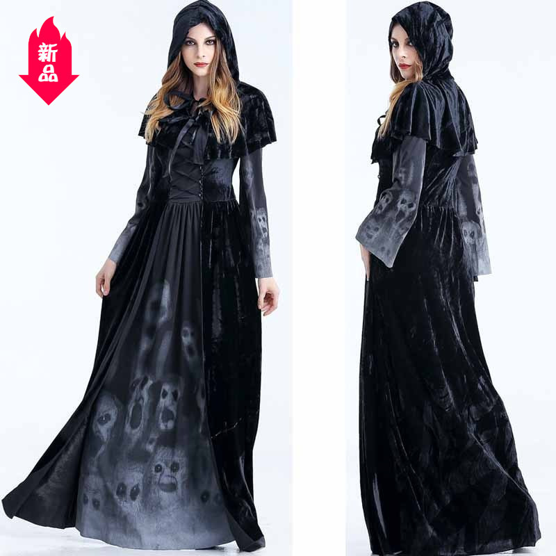 Halloween cosplay women's black demon costume Christmas costume witch costume vampire god of death dress