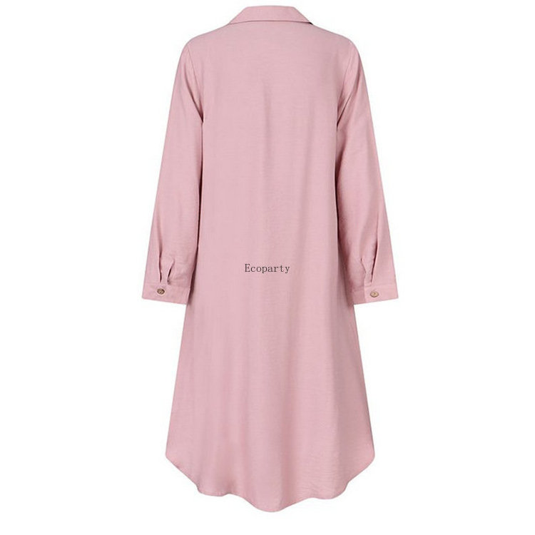 2023  Middle East Dubai Arab Muslim Women Dress Long Sleeve Button Decoration Loose Dresses Women Muslim Shirt Dress