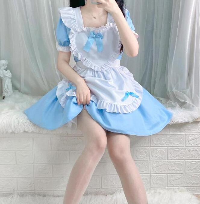 ecowalson Japanese Kawaii Anime Cosplay Maid Costumes Lolita Dress Halloween Costumes for Women Cute Cat Girls Party Princess