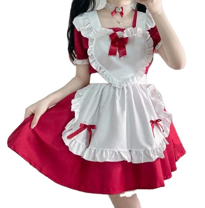 ecowalson Japanese Kawaii Anime Cosplay Maid Costumes Lolita Dress Halloween Costumes for Women Cute Cat Girls Party Princess