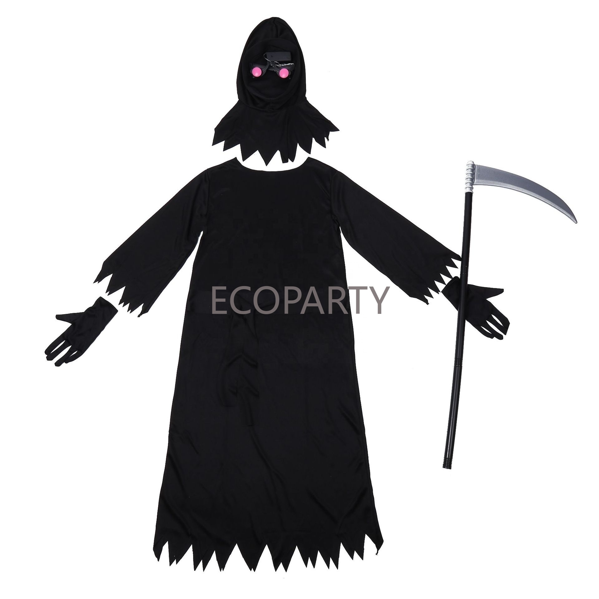 Grim Reaper Costume for Kids Halloween Costume with Light Up Red Eyes fancy dress