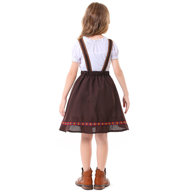 Maid Cosplay Costume for Girls German Dirndl Dress Bavarian Oktoberfest Beer Girl Costume Cosplay Child Kids Halloween Dress