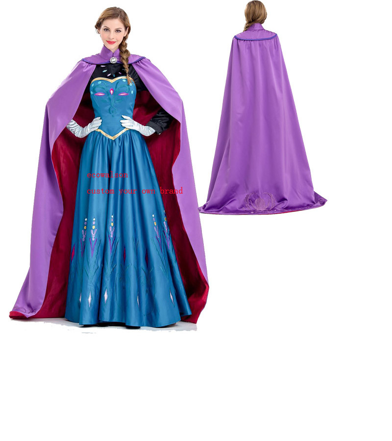 ecowalson Anna Princess Cosplay Costume Adult Snow Grow Elsa Clothing Fairy Tale Party Dress Anime Costume for Halloween Women