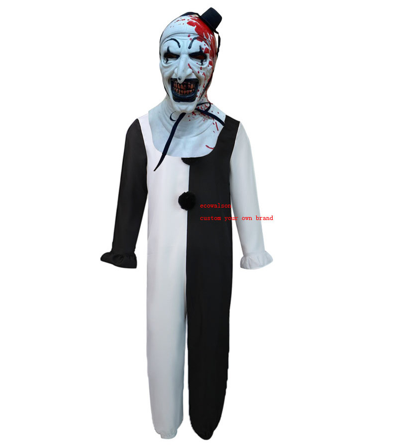 ecowalson Halloween Adult Creepy Evil Clown Circus Cosplay Costume Vintage Men's Bloody Killer Clown Carnival Easter Fancy Dress