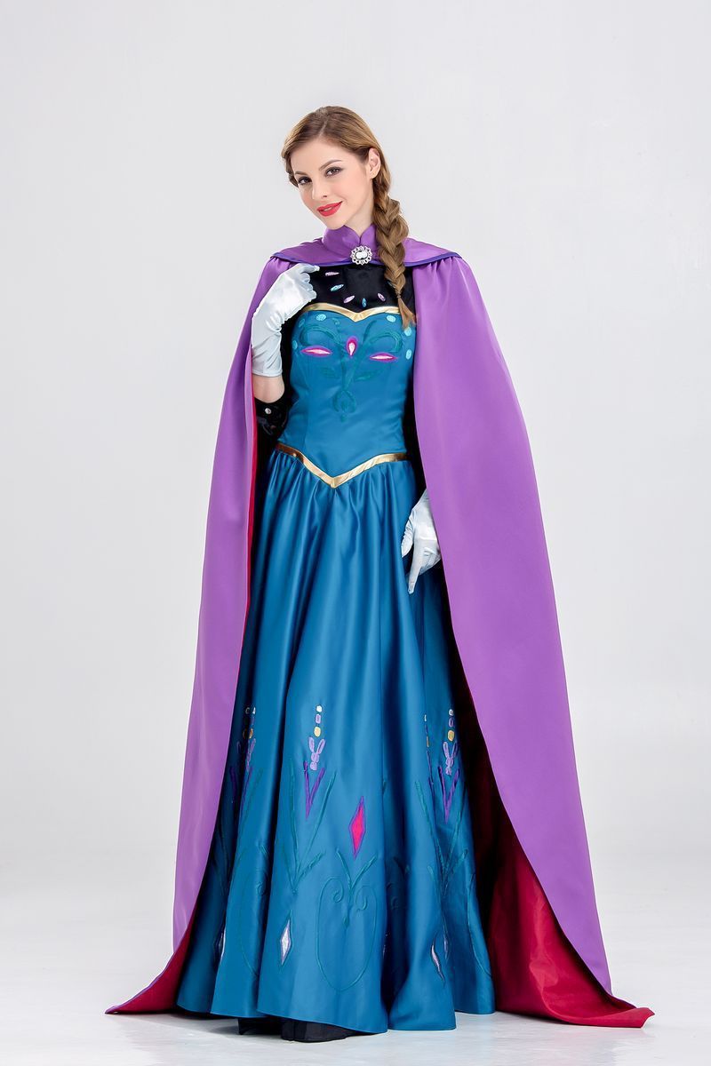 ecowalson Anna Princess Cosplay Costume Adult Snow Grow Elsa Clothing Fairy Tale Party Dress Anime Costume for Halloween Women