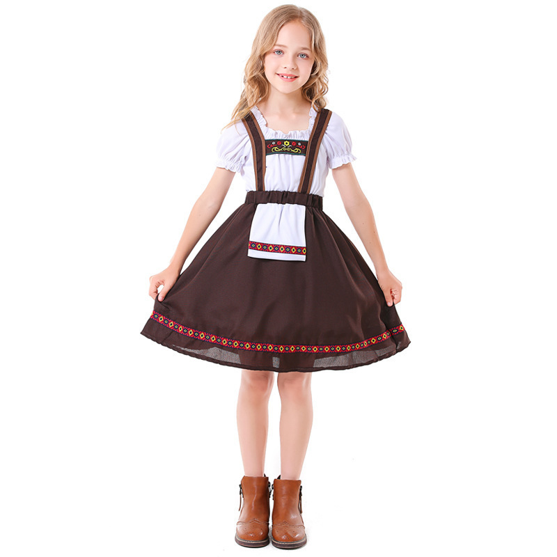 Maid Cosplay Costume for Girls German Dirndl Dress Bavarian Oktoberfest Beer Girl Costume Cosplay Child Kids Halloween Dress