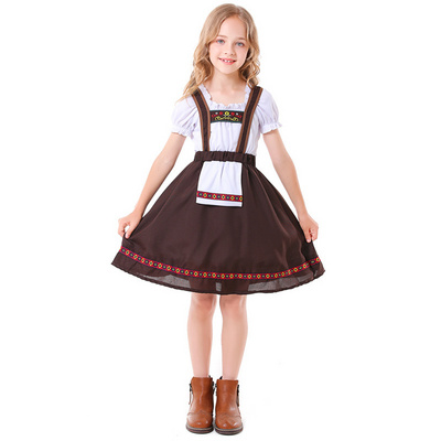 Maid Cosplay Costume for Girls German Dirndl Dress Bavarian Oktoberfest Beer Girl Costume Cosplay Child Kids Halloween Dress