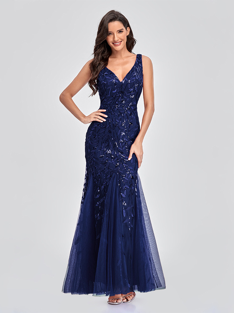 2021 New Arrivals In Stock Cheap US6-US22W Formal Dress Mermaid Embroidery Sequins Female Elegant Party Gowns