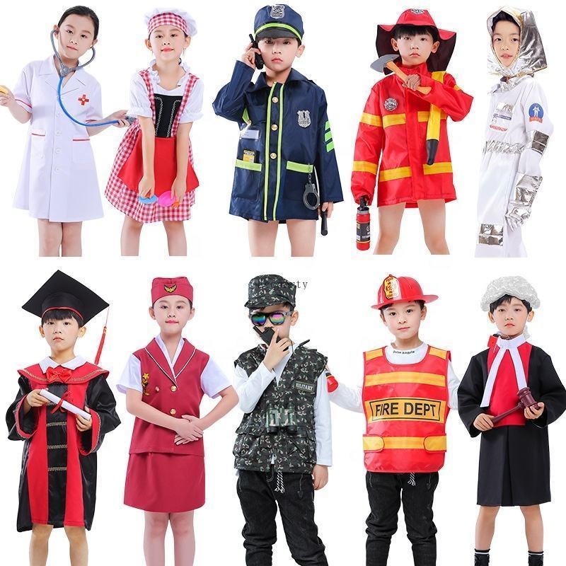 Drop ship Kids Community Helper Dress Up Set Doctor Nurse Chef firefighters Pilot Role Play Career Costumes for Kids Dress up