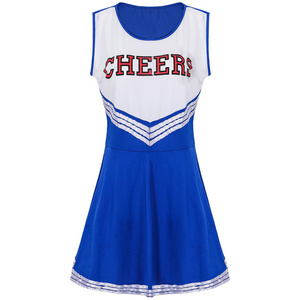 Ladies Cheerleader Costume School Girl Outfits Fancy Dress Cheer Leader Uniform