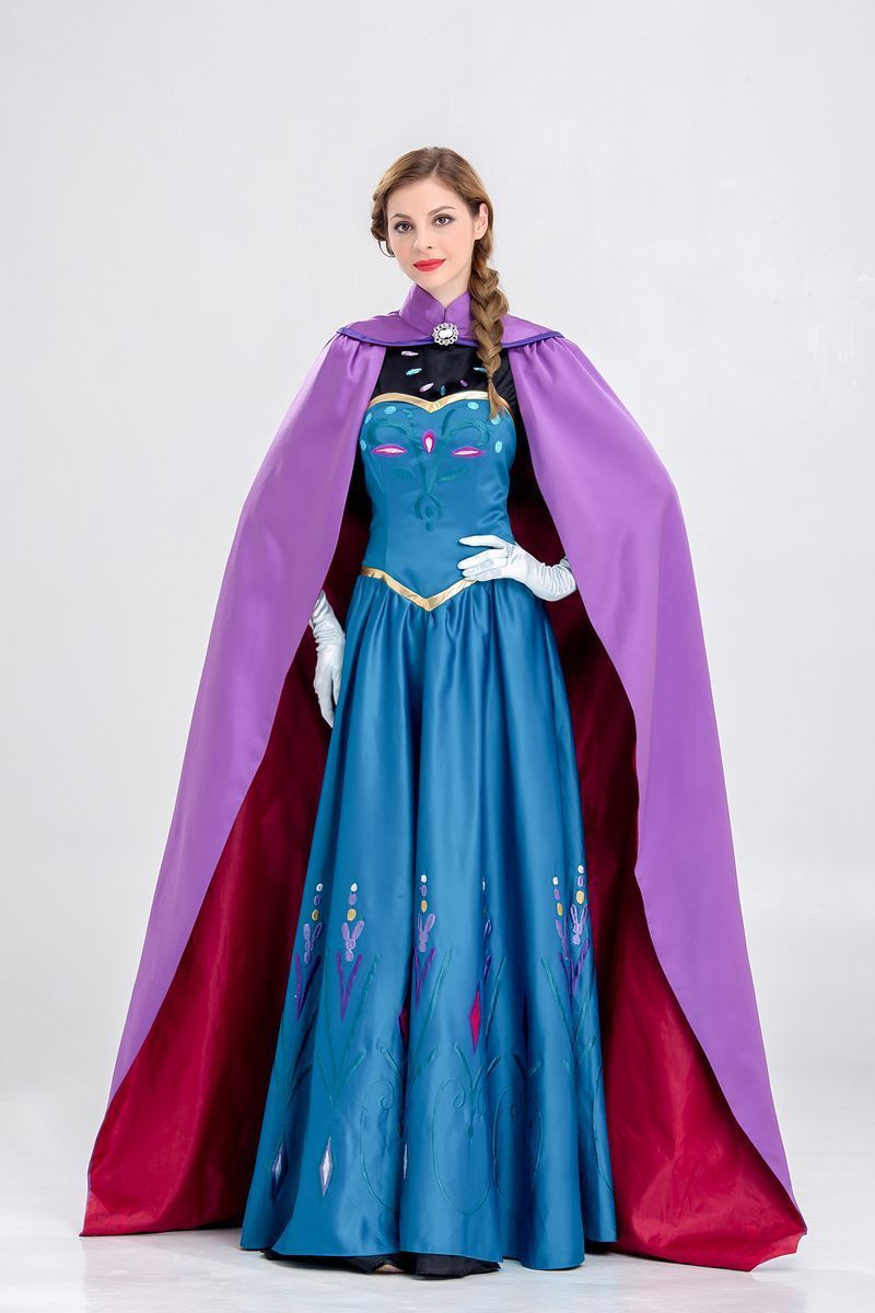 ecowalson Anna Princess Cosplay Costume Adult Snow Grow Elsa Clothing Fairy Tale Party Dress Anime Costume for Halloween Women