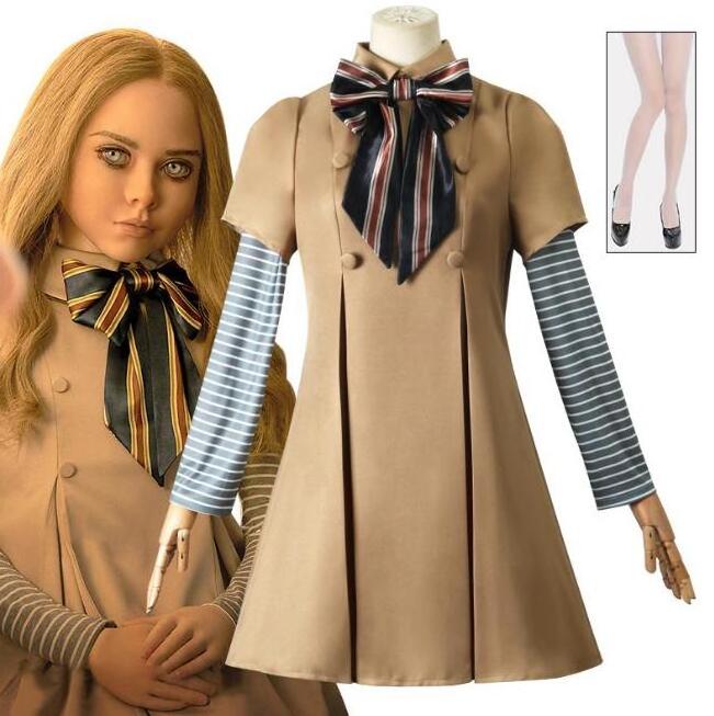 ecowalson M3GAN Cosplay Costume Dress AI Doll Robots Two Thousand and Twenty-three Megan Dresses Uniform Halloween  costumes