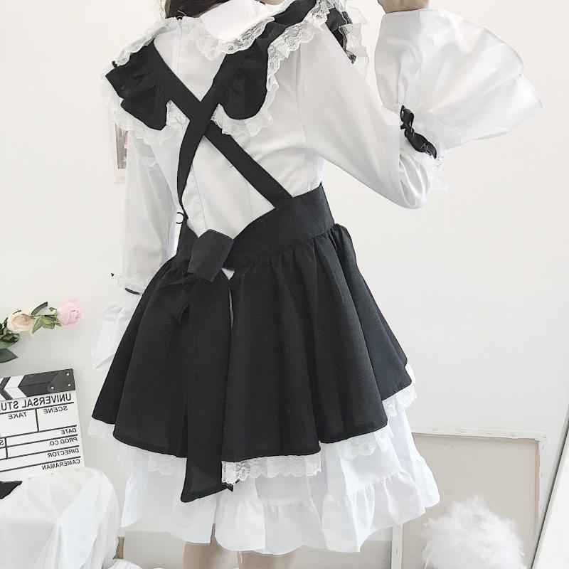 Men Women Maid Outfit Anime Sexy Pink Black White Apron Dress Sweet Gothic Lolita Dresses Cosplay Costume