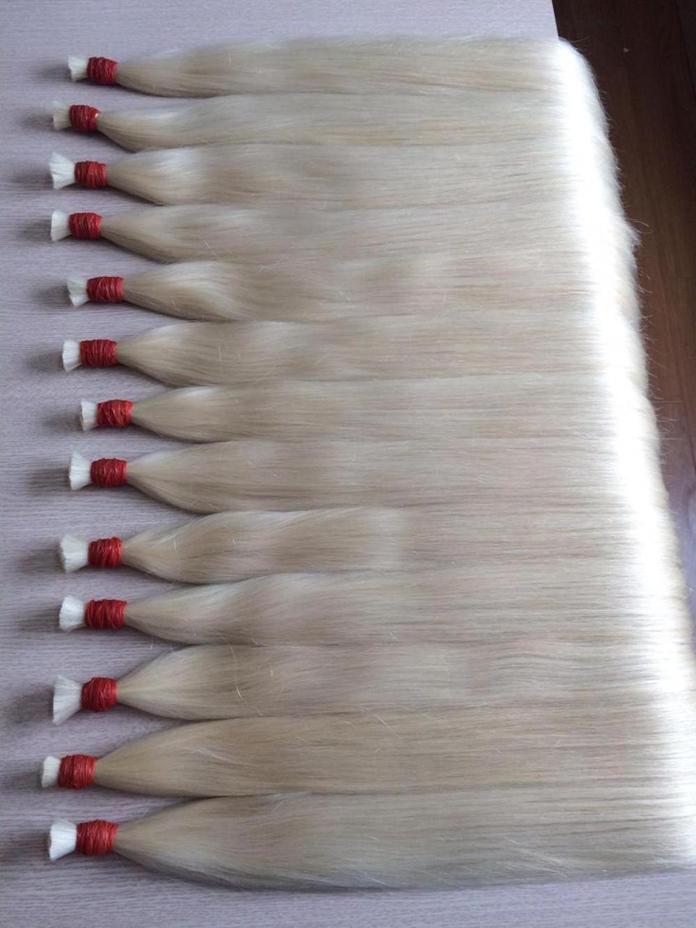 Hot new products virgin grade 12a in Vietnamese Cambodian platinum white blonde human hair slavic hair genius weft