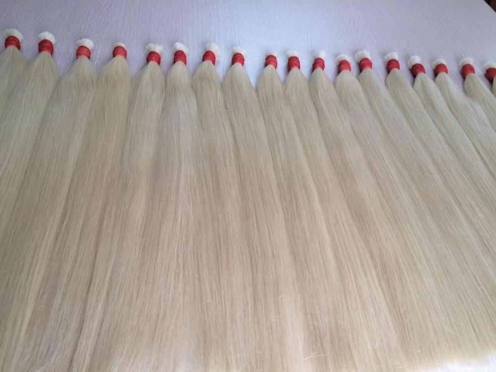 Hot new products virgin grade 12a in Vietnamese Cambodian platinum white blonde human hair slavic hair genius weft