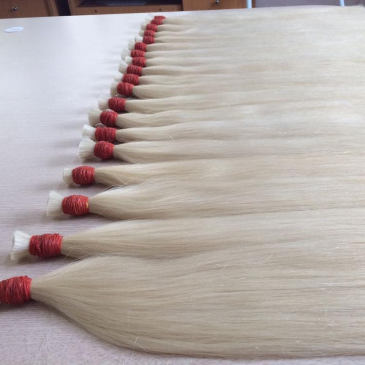 Hot new products virgin grade 12a in Vietnamese Cambodian platinum white blonde human hair slavic hair genius weft