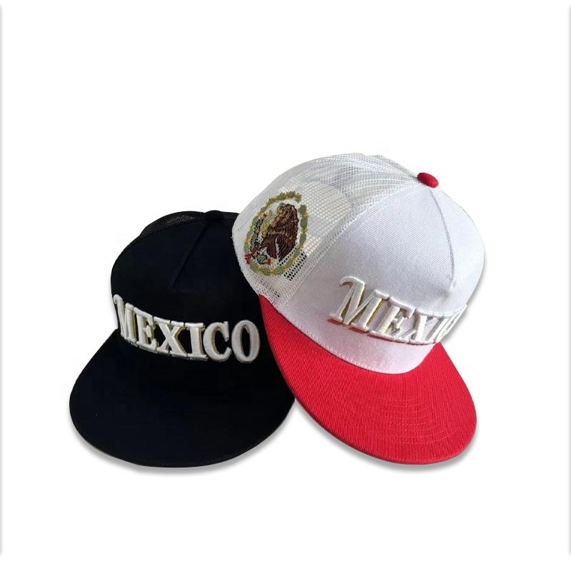 Wholesale High quality custom breathable colorblock two tone black a frame snapback hat mexico mesh baseball cap