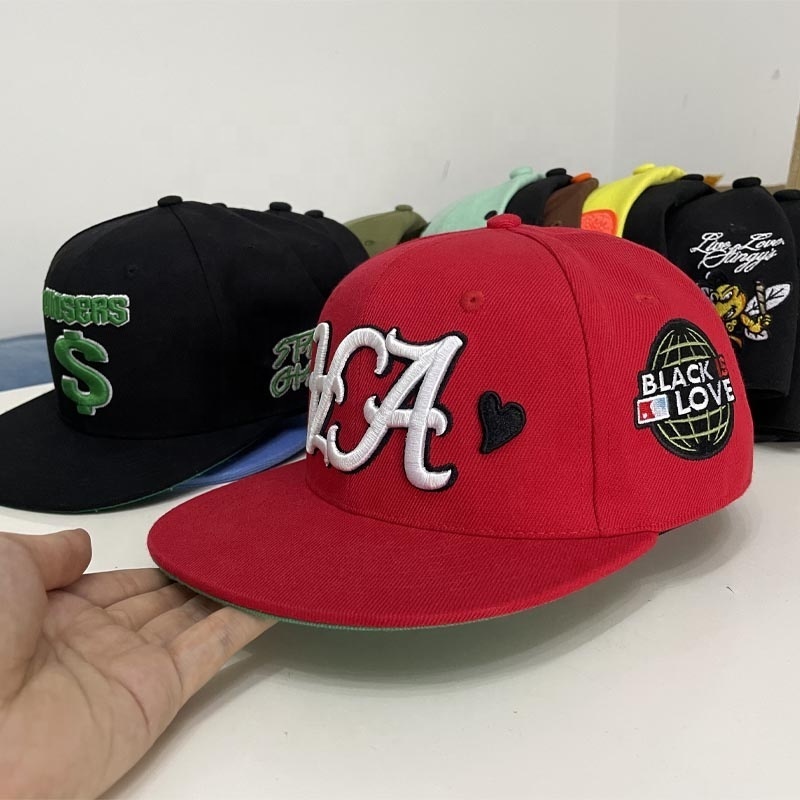 Mini order 20 pcs custom oem flat brim 6 panel baseball cap embroidered men snapback fitted hat new wholesale era