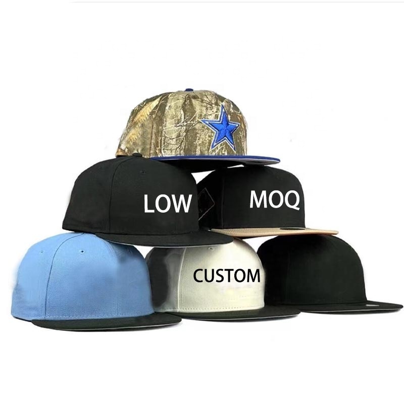 Mini order 20 pcs custom oem flat brim 6 panel baseball cap embroidered men snapback fitted hat new wholesale era