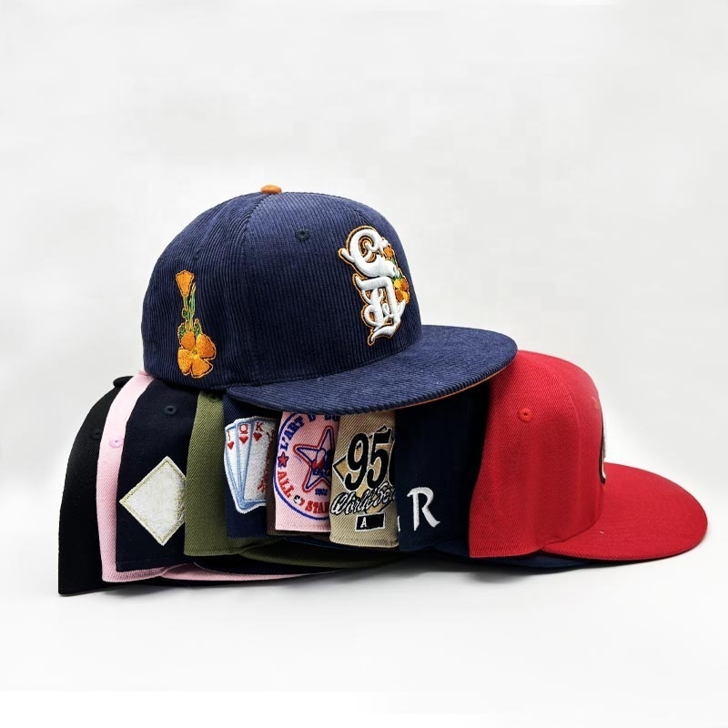 Factory OEM Low MOQ wholesale flat brim puff 3D embroidery gorras men snapback baseball new custom era fitted hat caps