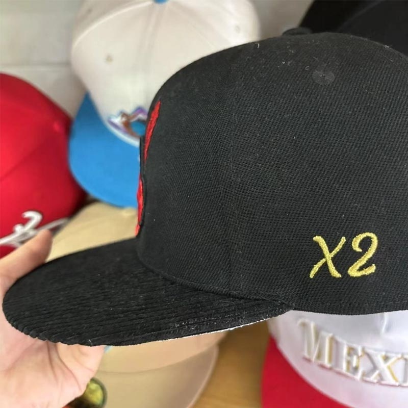 New trend era gold metallic stitching flat brim embroidery men gorras flat brim blank custom fitted mexico baseball hat