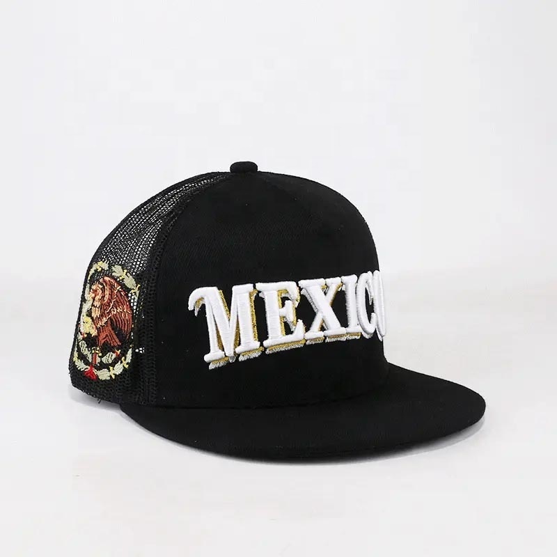 Wholesale High quality custom breathable colorblock two tone black a frame snapback hat mexico mesh baseball cap