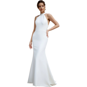 Wholesale Elegant Mermaid Halter Open Back Wedding Dresses 2024 White Floor Length Sleeveless Satin Wedding Gown