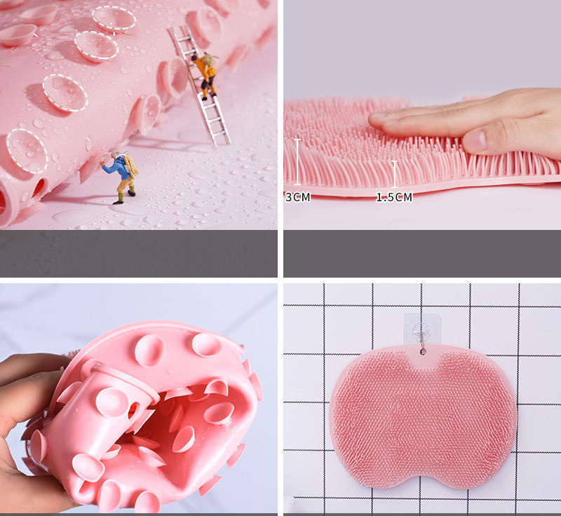 Silicone Flat  Body Scrubber Hands Free Back Scrubber Suction Cup Back Scrubber