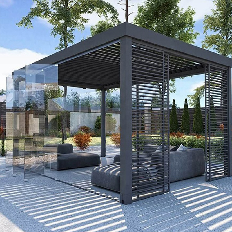 Aluminium Gazebo Garden Balcony Swimming Pool Patio Rainproof Retractable Louver Aluminium Pergola Outdoor