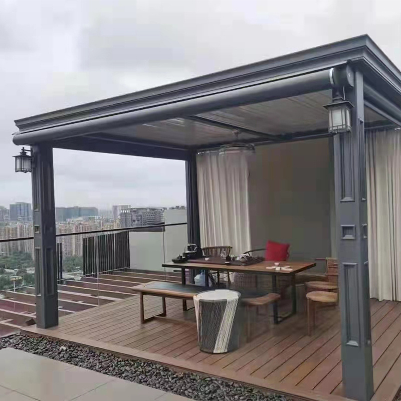 Aluminium Gazebo Garden Balcony Swimming Pool Patio Rainproof Retractable Louver Aluminium Pergola Outdoor