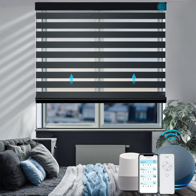 Zigbee Google Home Automation Motorized WIFI Roller Blinds Automatic Smart Zebra Shades