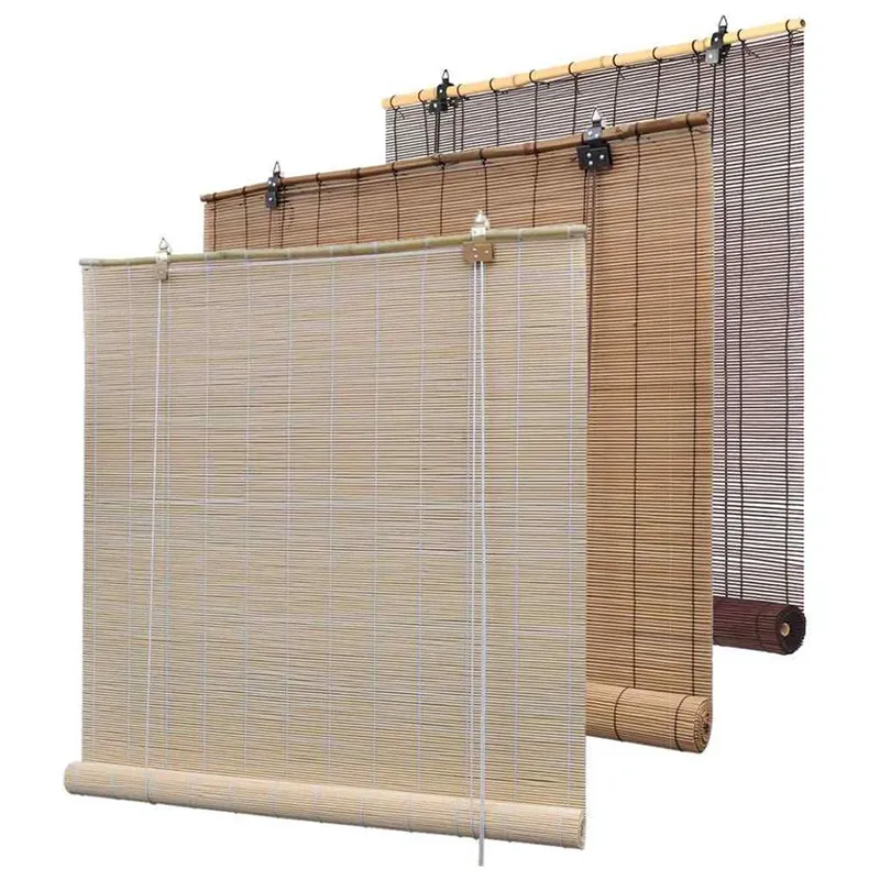 Sunshade Light Filtering Breathable Blinds Partition Curtain Privacy Drape Bamboo Roller Blinds for Indoor