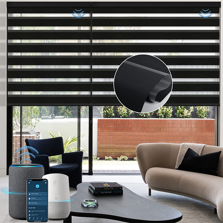 Zigbee Google Home Automation Motorized WIFI Roller Blinds Automatic Smart Zebra Shades