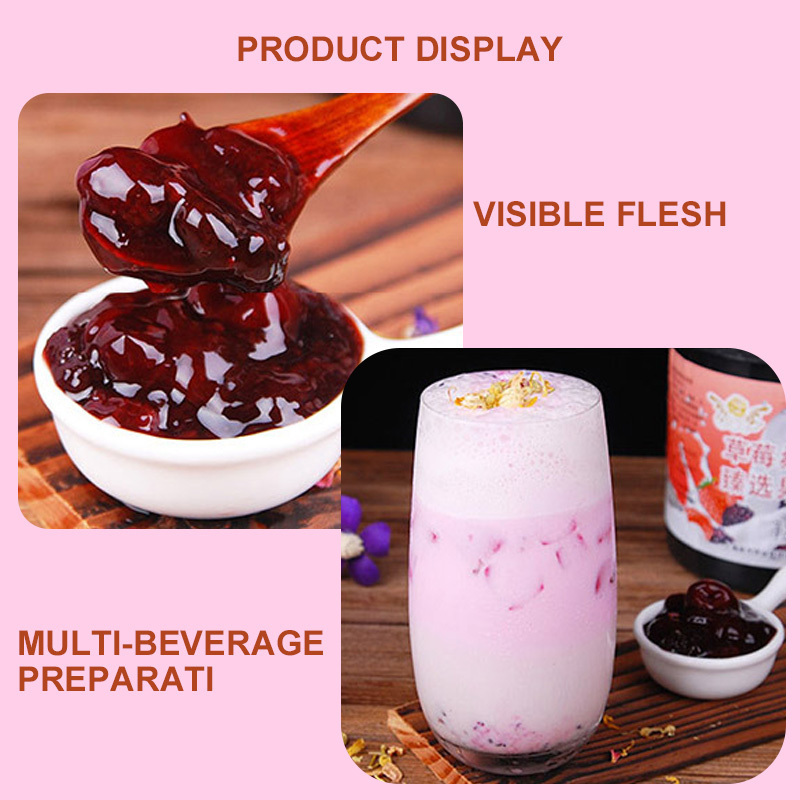 Strawberry mulberry juice concentrate high fruit flavor thick pulp shaved ice milk tea shop special raw materials