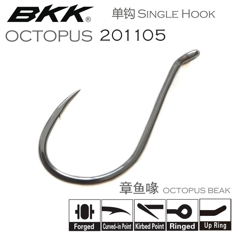 Bkk 201105 Single Circle High Carbon Steel Fish Hook for River Lake Sea Fishing with Octopus Beak Design