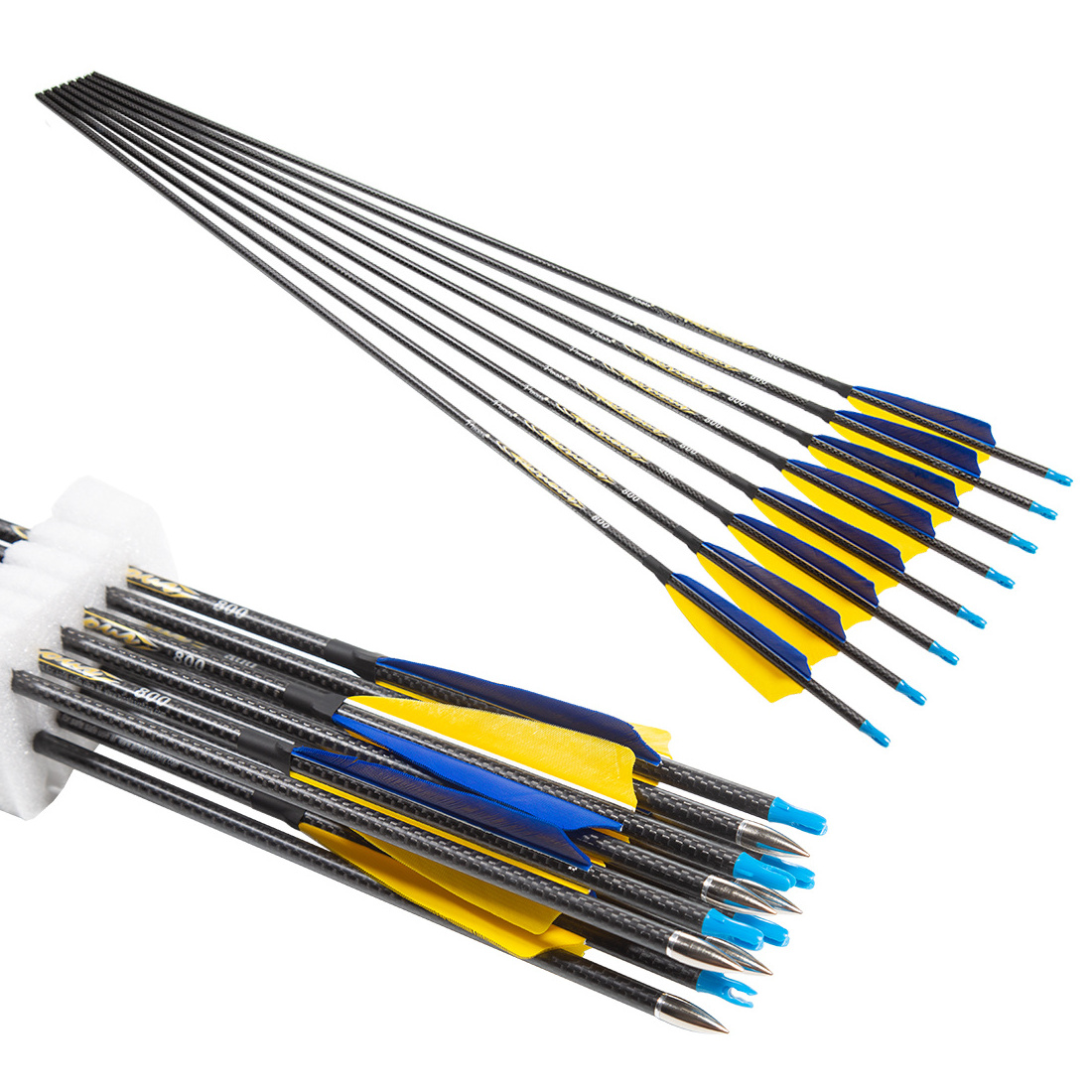 6.2mm .245 in Archery 3K Weave Carbon Arrows 300 340 400 500 600 700 800 Spine Feather Vanes Bare Recurve Bow Longbow