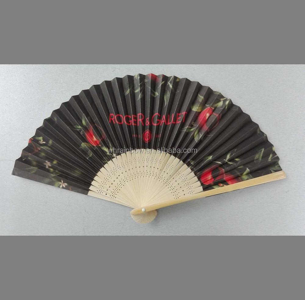 cheap promotional foldable hand fan with wooden or bamboo sticks