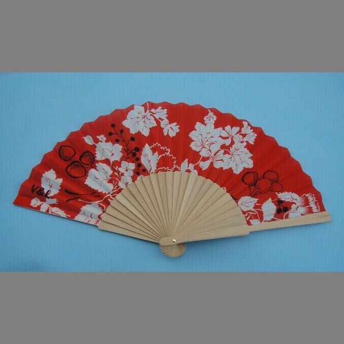 cheap promotional foldable hand fan with wooden or bamboo sticks