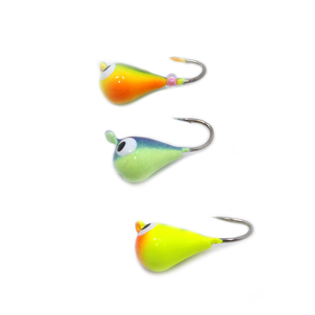 Chinese wholesale high quality ice fishing lure Tear drop Tungsten jig head with hook