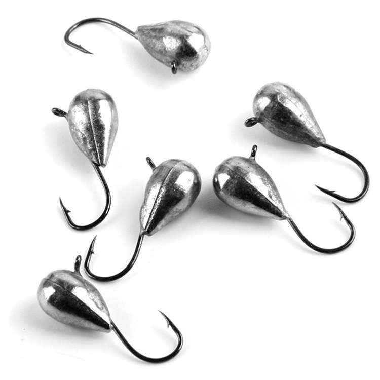 Chinese wholesale high quality ice fishing lure Tear drop Tungsten jig head with hook